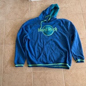 Hard Rock Cafe Blue and Green Sweater